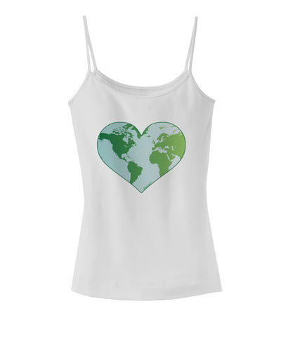 World Globe Heart Spaghetti Strap Tank-Womens Spaghetti Strap Tanks-TooLoud-White-X-Small-Davson Sales