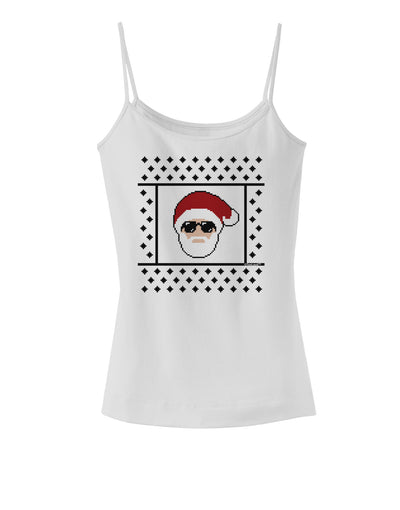 Cool Santa Christmas Sweater Spaghetti Strap Tank-Womens Spaghetti Strap Tanks-TooLoud-White-X-Small-Davson Sales