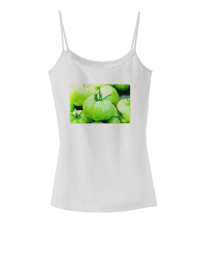 Watercolor Green Tomatoes Spaghetti Strap Tank-Womens Spaghetti Strap Tanks-TooLoud-White-X-Small-Davson Sales