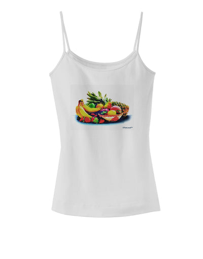 Watercolor Fruit Bowl 3 Spaghetti Strap Tank-Womens Spaghetti Strap Tanks-TooLoud-White-X-Small-Davson Sales