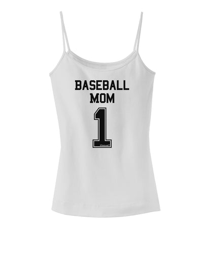Baseball Mom Jersey Spaghetti Strap Tank-Womens Spaghetti Strap Tanks-TooLoud-White-X-Small-Davson Sales