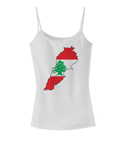 Lebanon Flag Silhouette Spaghetti Strap Tank-Womens Spaghetti Strap Tanks-TooLoud-White-X-Small-Davson Sales