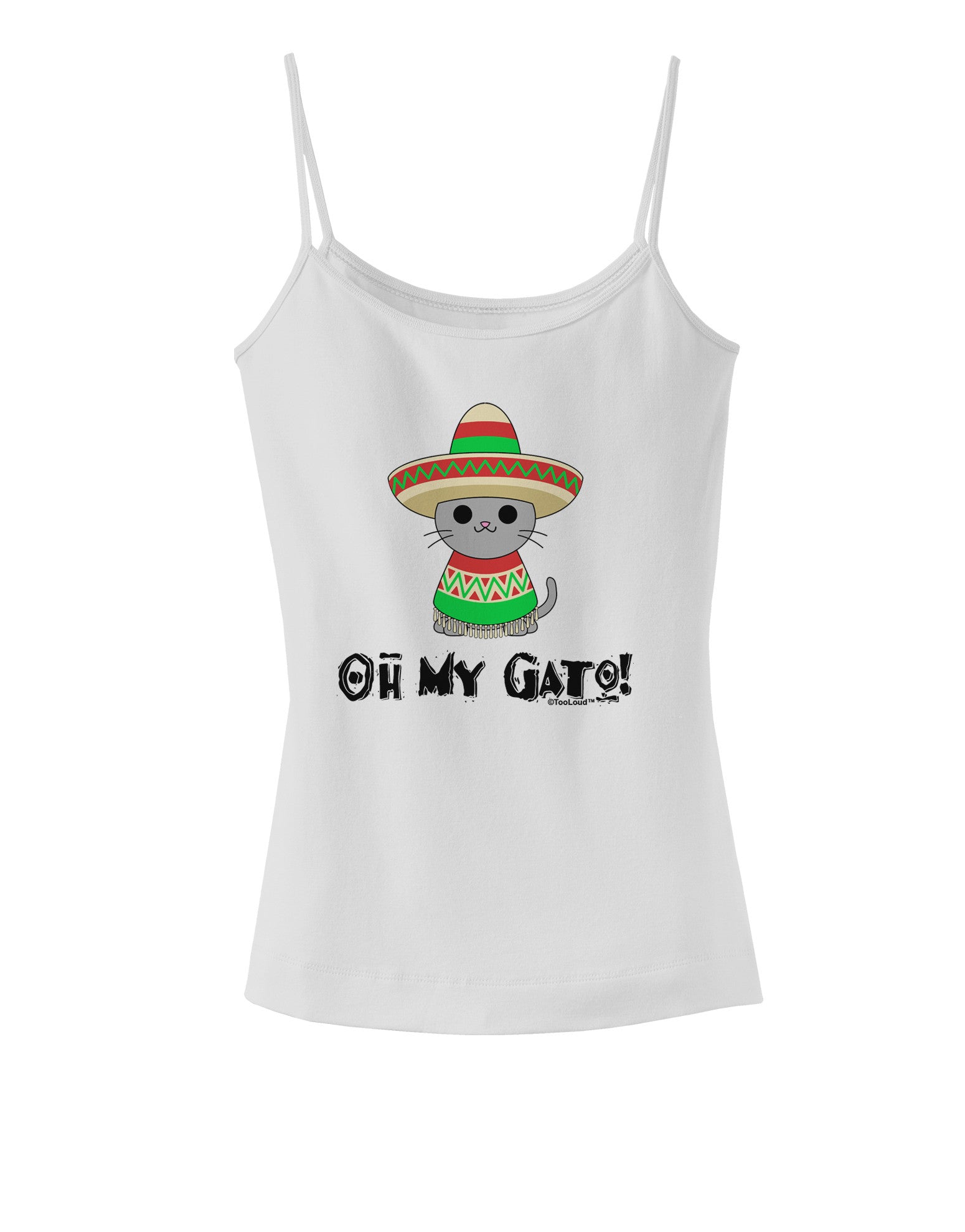 Oh My Gato - Cinco De Mayo Spaghetti Strap Tank-Womens Spaghetti Strap Tanks-TooLoud-White-X-Small-Davson Sales