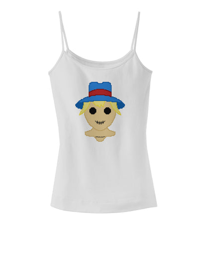 Cute Pixel Scarecrow Spaghetti Strap Tank-Womens Spaghetti Strap Tanks-TooLoud-White-X-Small-Davson Sales