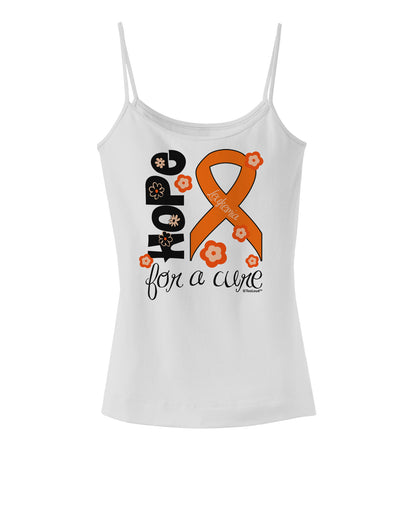 Hope for a Cure - Orange Ribbon Leukemia - Flowers Spaghetti Strap Tank-Womens Spaghetti Strap Tanks-TooLoud-White-X-Small-Davson Sales