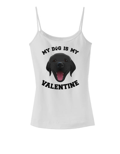 My Dog is my Valentine Black Spaghetti Strap Tank-Womens Spaghetti Strap Tanks-TooLoud-White-X-Small-Davson Sales