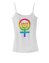 Rainbow Distressed Feminism Symbol Spaghetti Strap Tank-Womens Spaghetti Strap Tanks-TooLoud-White-X-Small-Davson Sales