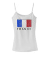 French Flag - France Text Distressed Spaghetti Strap Tank by TooLoud-Womens Spaghetti Strap Tanks-TooLoud-White-X-Small-Davson Sales