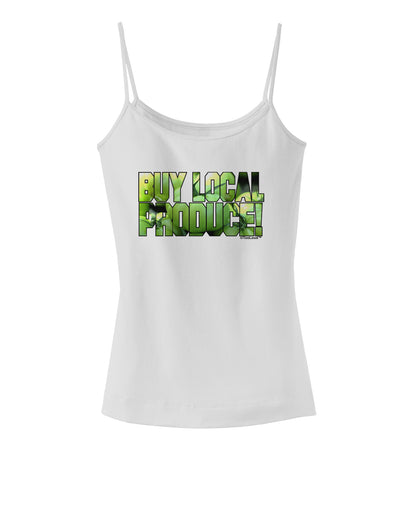 Buy Local - Green Tomatoes Text Spaghetti Strap Tank-Womens Spaghetti Strap Tanks-TooLoud-White-X-Small-Davson Sales