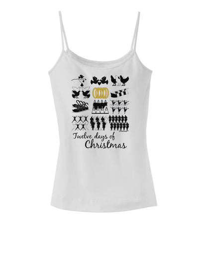 12 Days of Christmas Text Color Spaghetti Strap Tank-Womens Spaghetti Strap Tanks-TooLoud-White-X-Small-Davson Sales