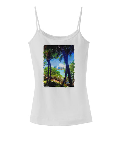 TooLoud Tropical Skyline Spaghetti Strap Tank-Womens Spaghetti Strap Tanks-TooLoud-White-X-Small-Davson Sales