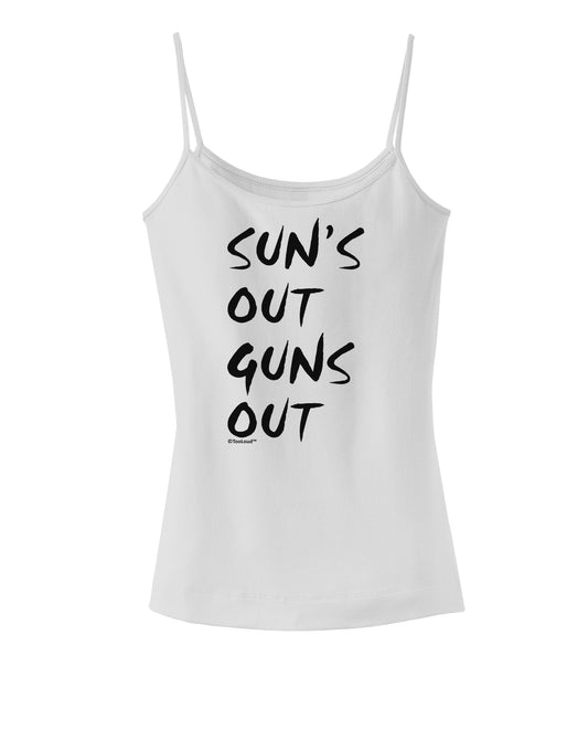Suns Out Guns Out Spaghetti Strap Tank-Womens Spaghetti Strap Tanks-TooLoud-White-X-Small-Davson Sales