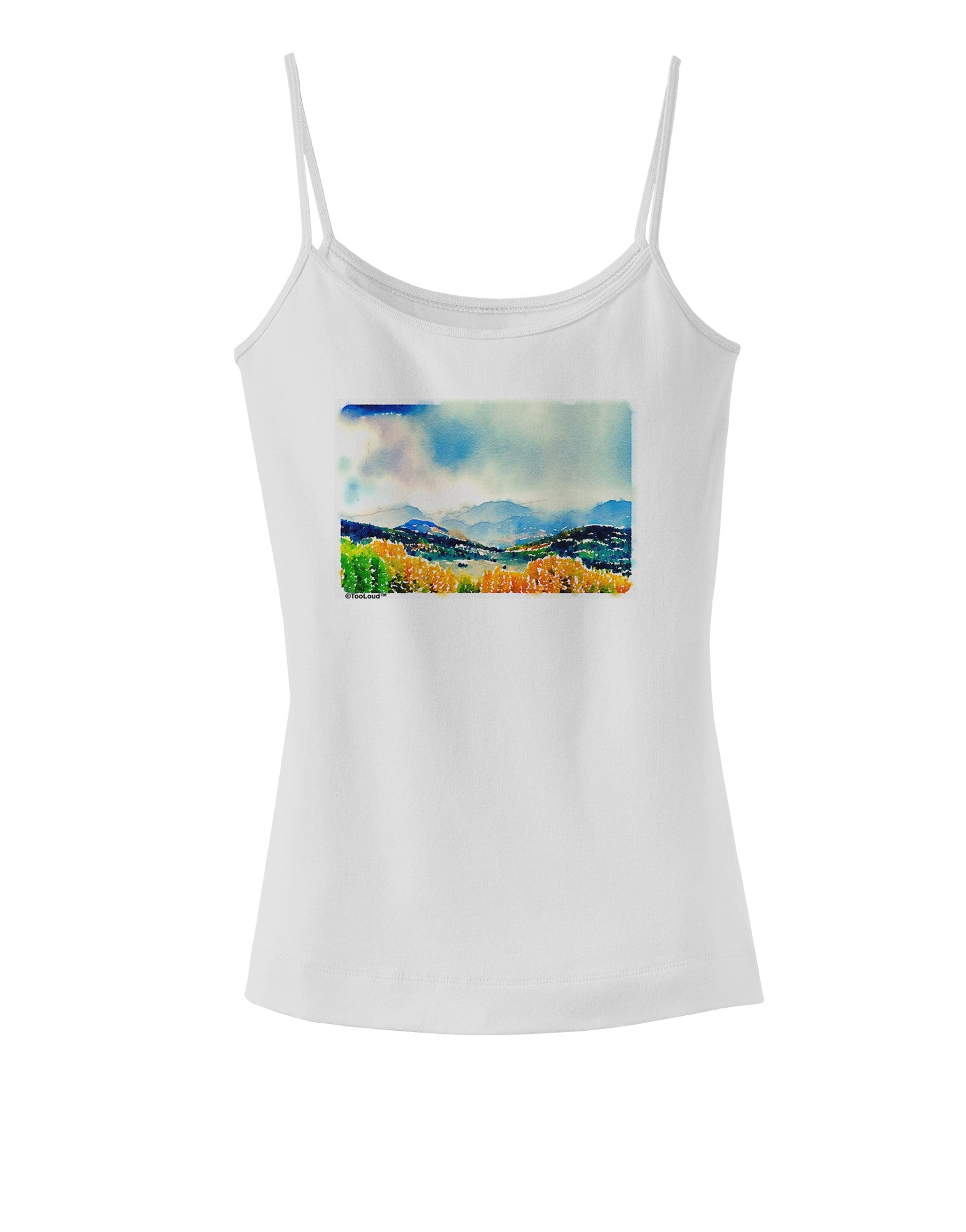 Colorado Mountain Scene Spaghetti Strap Tank-Womens Spaghetti Strap Tanks-TooLoud-White-X-Small-Davson Sales