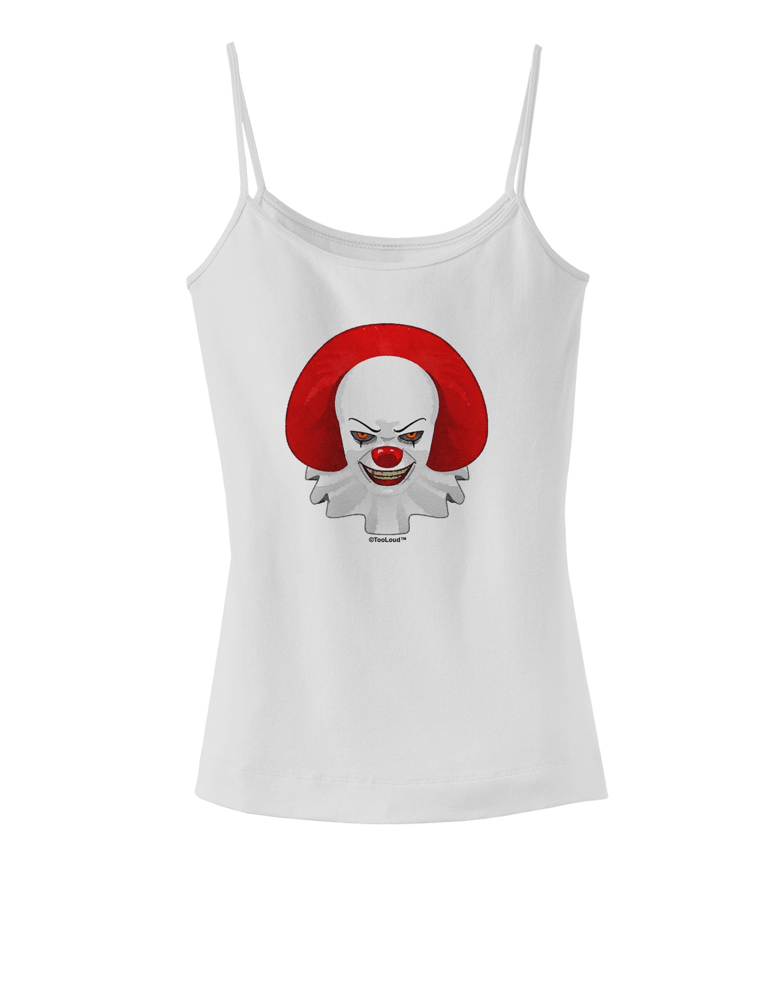 Scary Clown Watercolor Spaghetti Strap Tank-Womens Spaghetti Strap Tanks-TooLoud-White-X-Small-Davson Sales