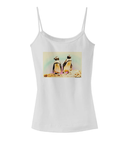 Magellanic Penguin Watercolor Spaghetti Strap Tank-Womens Spaghetti Strap Tanks-TooLoud-White-X-Small-Davson Sales