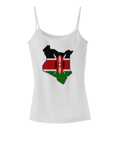 Kenya Flag Silhouette Spaghetti Strap Tank-Womens Spaghetti Strap Tanks-TooLoud-White-X-Small-Davson Sales