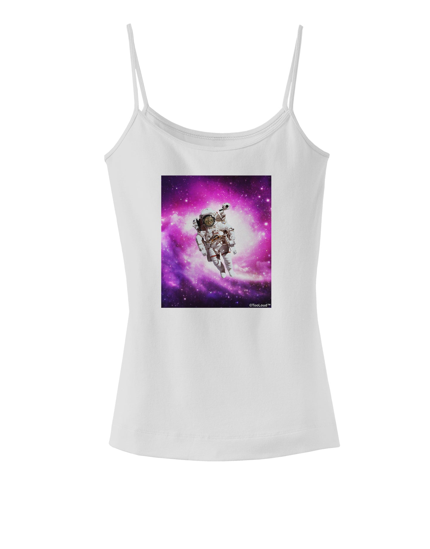 Astronaut Cat Spaghetti Strap Tank-Womens Spaghetti Strap Tanks-TooLoud-White-X-Small-Davson Sales