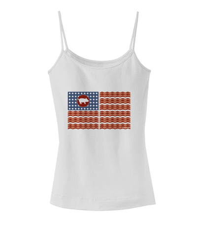 American Bacon Flag Spaghetti Strap Tank-Womens Spaghetti Strap Tanks-TooLoud-White-X-Small-Davson Sales