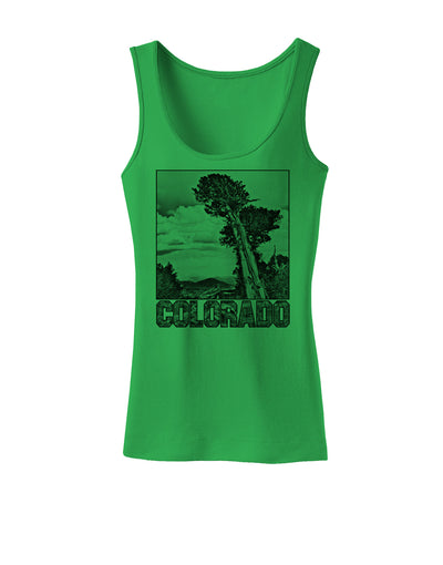 Colorado Landscape Text BW Womens Tank Top-Womens Tank Tops-TooLoud-KellyGreen-X-Small-Davson Sales