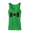 Distressed Canadian Flag Maple Leaf Womens Tank Top-Womens Tank Tops-TooLoud-KellyGreen-X-Small-Davson Sales