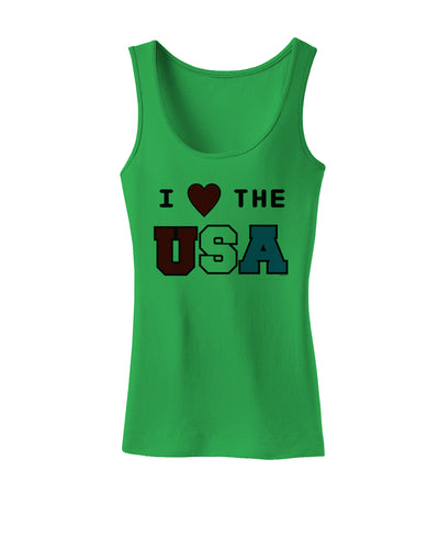 I Love Heart the USA Womens Tank Top-Womens Tank Tops-TooLoud-KellyGreen-X-Small-Davson Sales