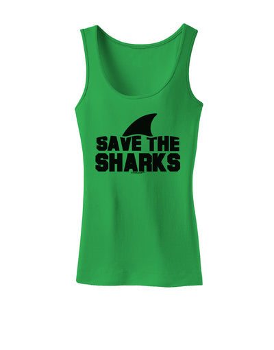 Save The Sharks - Fin Womens Tank Top-Womens Tank Tops-TooLoud-KellyGreen-X-Small-Davson Sales