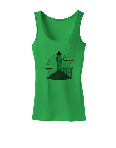 Moonlit Wizard Tower - Grayscale Womens Tank Top-Womens Tank Tops-TooLoud-KellyGreen-X-Small-Davson Sales