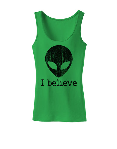 Extraterrestrial - I Believe Distressed Womens Tank Top by TooLoud-Womens Tank Tops-TooLoud-KellyGreen-X-Small-Davson Sales