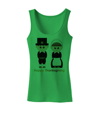 Cute Pilgrim Couple Happy Thanksgiving Womens Tank Top-Womens Tank Tops-TooLoud-KellyGreen-X-Small-Davson Sales