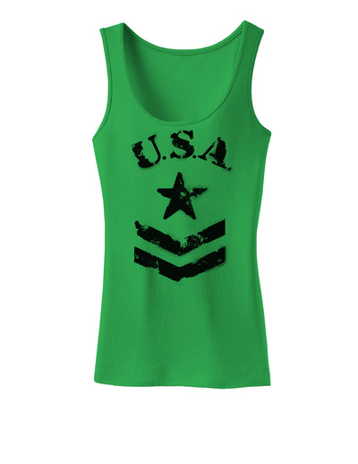 USA Military Star Stencil Logo Womens Tank Top-Womens Tank Tops-TooLoud-KellyGreen-X-Small-Davson Sales