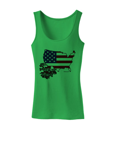 American Roots Design - American Flag Womens Tank Top by TooLoud-Womens Tank Tops-TooLoud-KellyGreen-X-Small-Davson Sales
