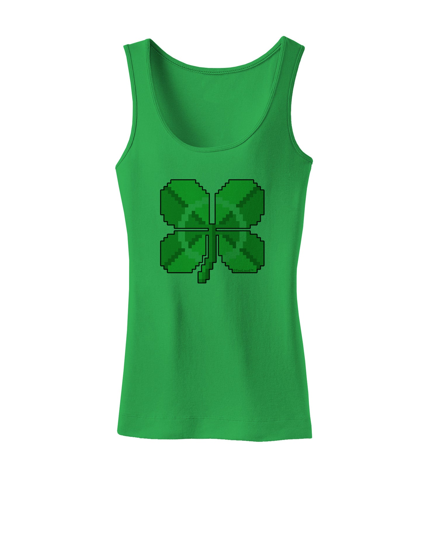 Pixel Four Leaf Clover Womens Petite Tank Top-TooLoud-KellyGreen-X-Small-Davson Sales