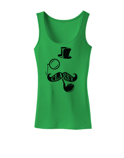 Classy Tophat Mustache Pipe and Monocle Womens Tank Top-Womens Tank Tops-TooLoud-KellyGreen-X-Small-Davson Sales