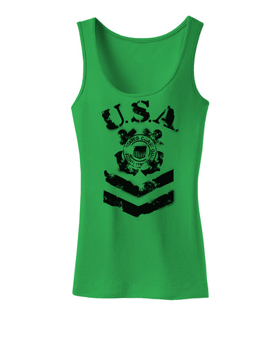 USA Military Coast Guard Stencil Logo Womens Tank Top-Womens Tank Tops-TooLoud-KellyGreen-X-Small-Davson Sales