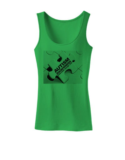 Autism Awareness - Puzzle Black & White Womens Tank Top-Womens Tank Tops-TooLoud-KellyGreen-X-Small-Davson Sales