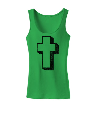 Simple Cross Design Black Distressed Womens Tank Top by TooLoud-Womens Tank Tops-TooLoud-KellyGreen-X-Small-Davson Sales