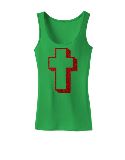 Simple Cross Design Glitter - Red Womens Tank Top by TooLoud-Womens Tank Tops-TooLoud-KellyGreen-X-Small-Davson Sales