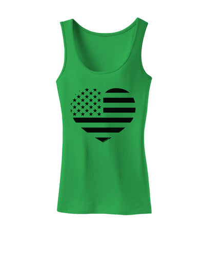 American Flag Heart Design - Stamp Style Womens Tank Top by TooLoud-Womens Tank Tops-TooLoud-KellyGreen-X-Small-Davson Sales