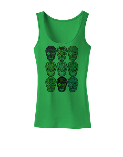 Dia de los Muertos Calaveras Sugar Skulls Womens Tank Top-Womens Tank Tops-TooLoud-KellyGreen-X-Small-Davson Sales