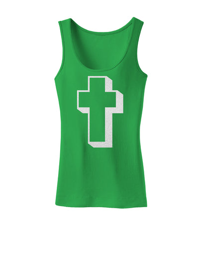 Simple Cross Design Glitter - White Womens Tank Top by TooLoud-Womens Tank Tops-TooLoud-KellyGreen-X-Small-Davson Sales