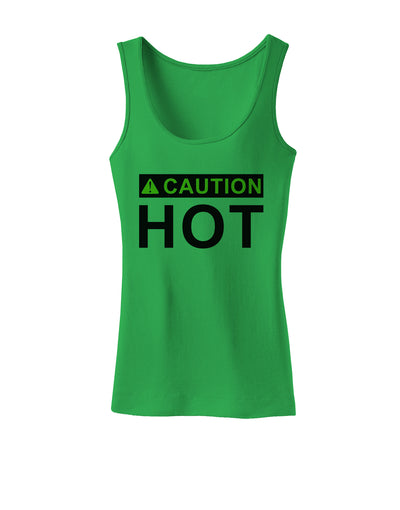 Caution Hot Warning Sign Womens Tank Top-Womens Tank Tops-TooLoud-KellyGreen-X-Small-Davson Sales