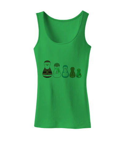 Cute Christmas Matryoshka Nesting Dolls Womens Tank Top-Womens Tank Tops-TooLoud-KellyGreen-X-Small-Davson Sales