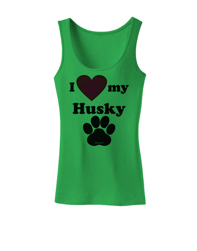 I Heart My Husky Womens Petite Tank Top by TooLoud-TooLoud-KellyGreen-X-Small-Davson Sales