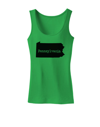 Pennsylvania - United States Shape Womens Tank Top by TooLoud-Womens Tank Tops-TooLoud-KellyGreen-X-Small-Davson Sales