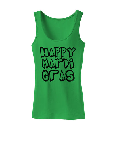Happy Mardi Gras Text 2 BnW Womens Petite Tank Top-TooLoud-KellyGreen-X-Small-Davson Sales