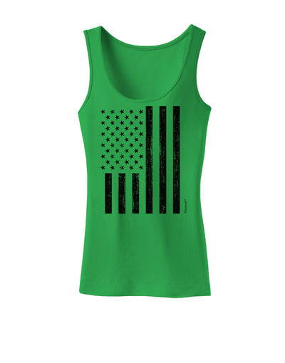 Stamp Style American Flag - Distressed Womens Tank Top by TooLoud-Womens Tank Tops-TooLoud-KellyGreen-X-Small-Davson Sales