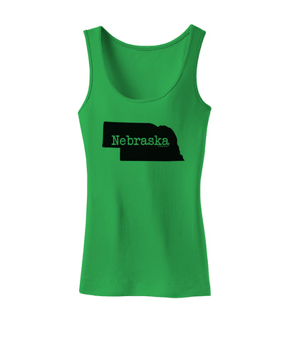 Nebraska - United States Shape Womens Tank Top by TooLoud-Womens Tank Tops-TooLoud-KellyGreen-X-Small-Davson Sales