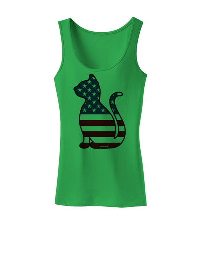 Patriotic Cat Design Womens Tank Top by TooLoud-Womens Tank Tops-TooLoud-KellyGreen-X-Small-Davson Sales