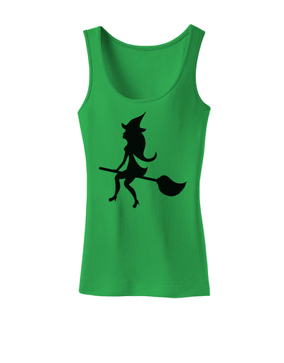 Cute Witch on Broom Silhouette Halloween Womens Tank Top-Womens Tank Tops-TooLoud-KellyGreen-X-Small-Davson Sales