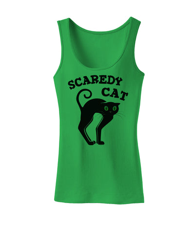 Cute Scaredy Cat Black Cat Halloween Womens Tank Top-Womens Tank Tops-TooLoud-KellyGreen-X-Small-Davson Sales